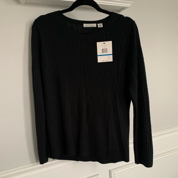 NWT- Womens Black Cable Knit Sweater- size  XL - Picture 2 of 7